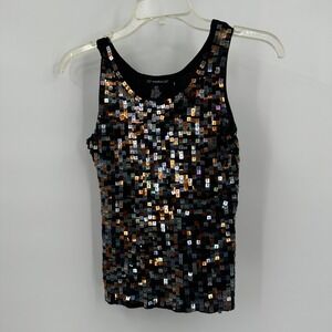 Womens Y2K Disco Sequin Top Size S Rave Clubwear Glimmer Night Out Sparkly